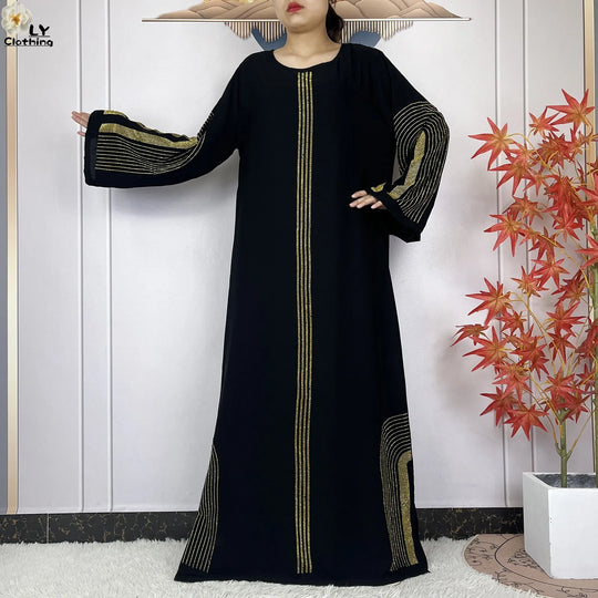 2024 New Muslim Chiffon Abayas For Women Robe Caftan Dubai Islam Clothing African Abaya Long Sleeved Fashion Dress With Turban