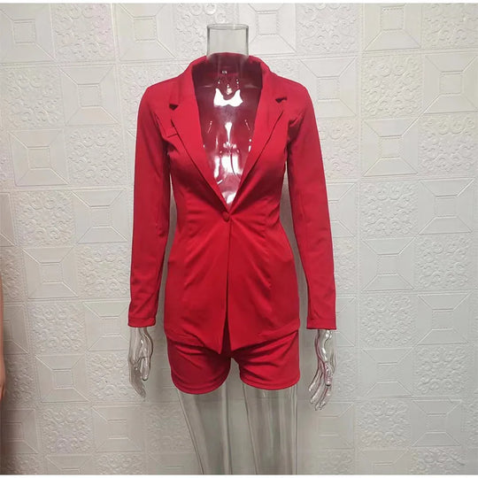 Fashion Turn-down Collar Printed Top Pants Set Women Elegant Full Sleeve Top Short Pants Suit Lady Summer Chic Casual Sets