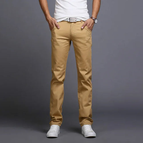 New Spring Autumn Casual Pants Men Cotton Slim Fit Chinos Fashion Long
