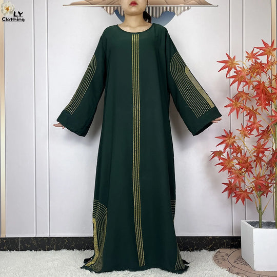 2024 New Muslim Chiffon Abayas For Women Robe Caftan Dubai Islam Clothing African Abaya Long Sleeved Fashion Dress With Turban