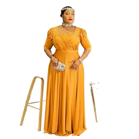 Curvy Elegant African Maxi Dress Half Sleeve Wedding Evening Gown for Women 2026 New Fashion Turkey Muslim Party Dress