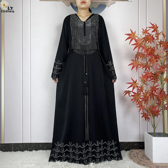 2024 New Muslim Chiffon Abayas For Women Robe Caftan Dubai Islam Clothing African Abaya Long Sleeved Fashion Dress With Turban