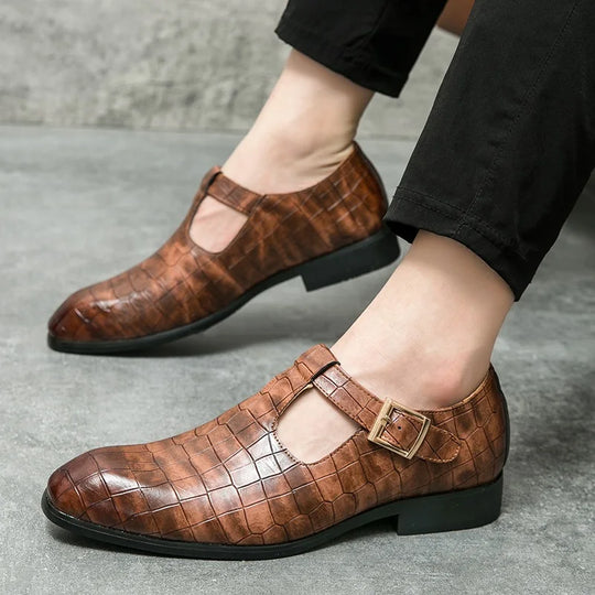 Designer Leisure Men's Sandals Summer New Alligator Pattern Buckle Strap Flats Shoes Male Business Driving Casuals Shoes