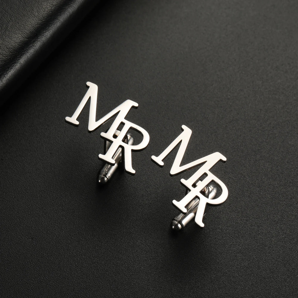 Skyrim 2pcs Custom Cufflinks Men Stainless Steel Personalized Initials.