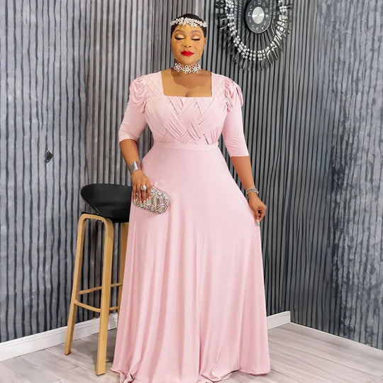 Curvy Elegant African Maxi Dress Half Sleeve Wedding Evening Gown for Women 2026 New Fashion Turkey Muslim Party Dress