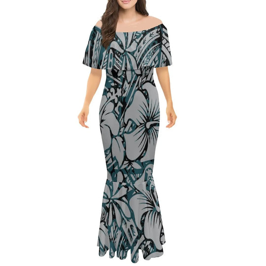 New Design Layer Ruffle Off Shoulder Long Bodycon Fishtail Evening Dresses Women Elegant Frill Trumpet Mermaid Dress Gowns