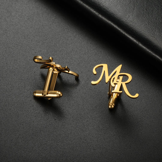 Skyrim 2pcs Custom Cufflinks Men Stainless Steel Personalized Initials.