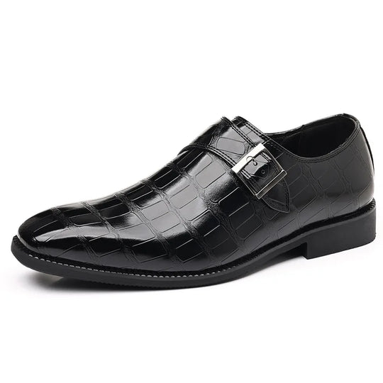 Gentleman Monk Strap Loafers Men's Crocodile Pattern Belt Buckle Leather Shoes Designer Formal Wedding Dress Homecoming Footwear