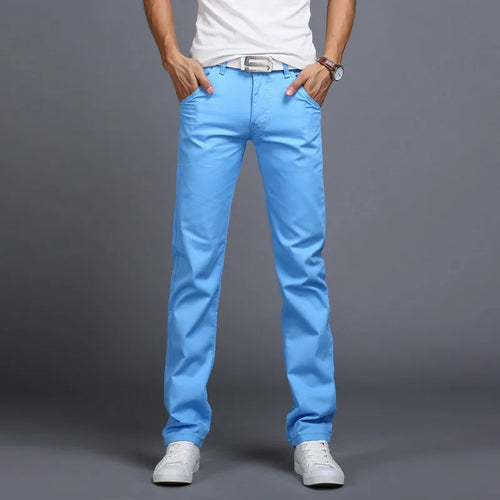 New Spring Autumn Casual Pants Men Cotton Slim Fit Chinos Fashion Long