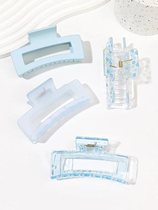 4 Pcs Big Hair Claw Clips for Women Girls, Blue Strong Hold Matte