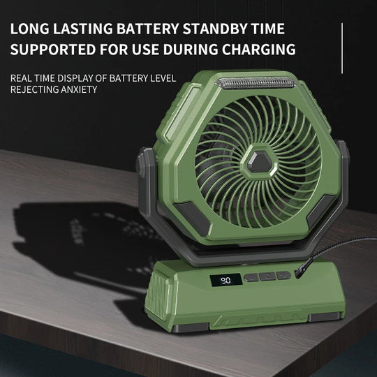 6000mAh Camping Fan Rechargeable Outdoor Fan Ceiling Oscillating Fan
