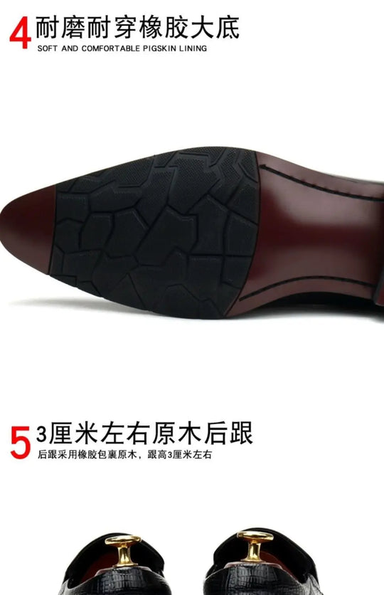 Men's Trendy Genuine Leather British-style Pointed Toe Dress Shoes, Lace-Up Business Formal Oxfords Shoes