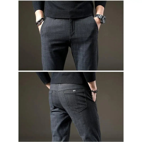 Men Casual  Slim   Plaid Chinos Trousers Business Pants Size 28-38