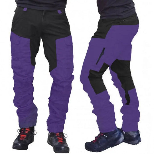2024 Men Hiking Camping Pants Color Block Multi Pockets Wear-Resistant