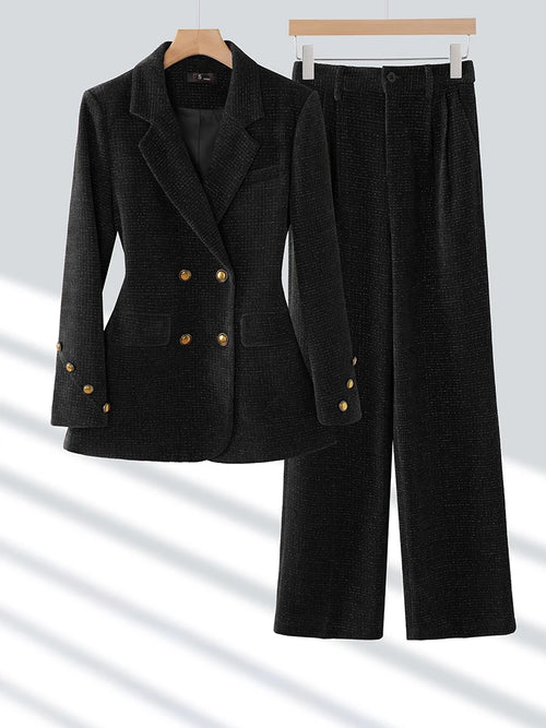 Winter Pink Coffee Black Office Ladies Pant Suit Women Female Business