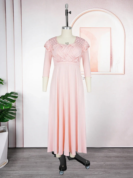 Curvy Elegant African Maxi Dress Half Sleeve Wedding Evening Gown for Women 2026 New Fashion Turkey Muslim Party Dress