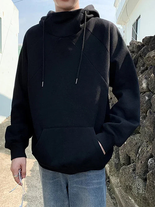 Autumn Turtleneck Fleece Hoodies For Men New High Street Oversize
