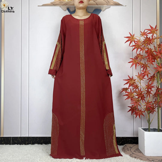 2024 New Muslim Chiffon Abayas For Women Robe Caftan Dubai Islam Clothing African Abaya Long Sleeved Fashion Dress With Turban
