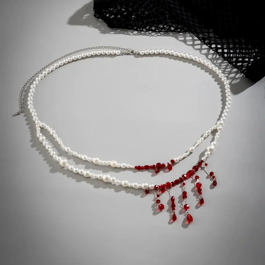 Designer Red belt Jewelry Multilayer Pearl waist chain for Women's Fashion Retro Character Playing Body Accessories Party Belts