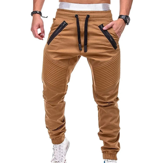Spring and Autumn Fashion Men's Drawstring Adjustable Pocket Pants New