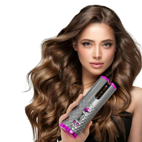 Automatic Rotation Iron, Cordless Iron, 6 Temperature Modes LCD Display Cordless Automatic Hair Roller for wavy hair