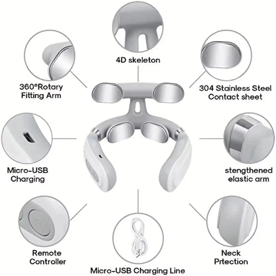 New Neck Massage Intelligent USB Rechargeable Adjustment Heating Pressing Pulse Portable Pulse Cervical Spine Massager Neck Care
