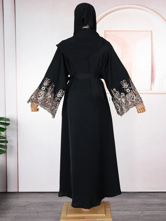 African Traditional Dresses For Women Plus Size Hijab Abayas Dubai Party Dress Clothing Dashiki Embroidery Long Sleeve Maxi Robe
