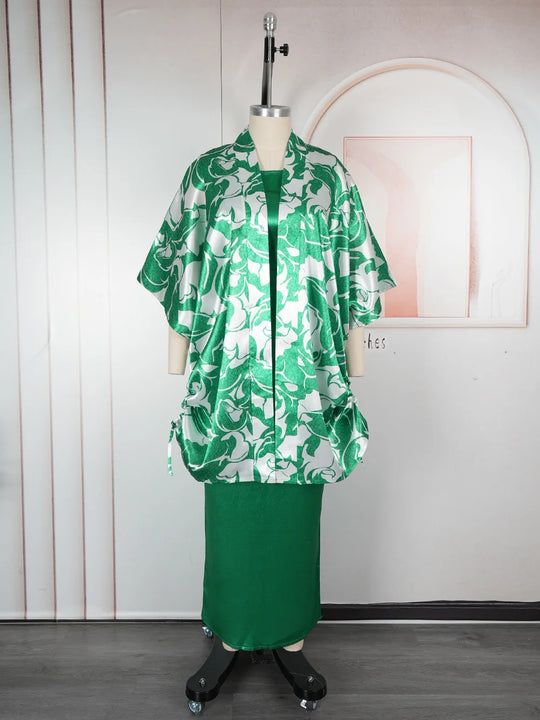 African Clothes for Women 2 PCS Sets Dress and Coat Suits Dashiki Ankara Turkey Wedding Party Dresses Kaftan Bubu Gown Plus Size