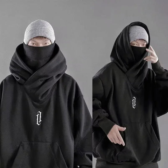 Embroidery Turtleneck Sweatshirt For Men Japanese Ninja Hoodies Autumn