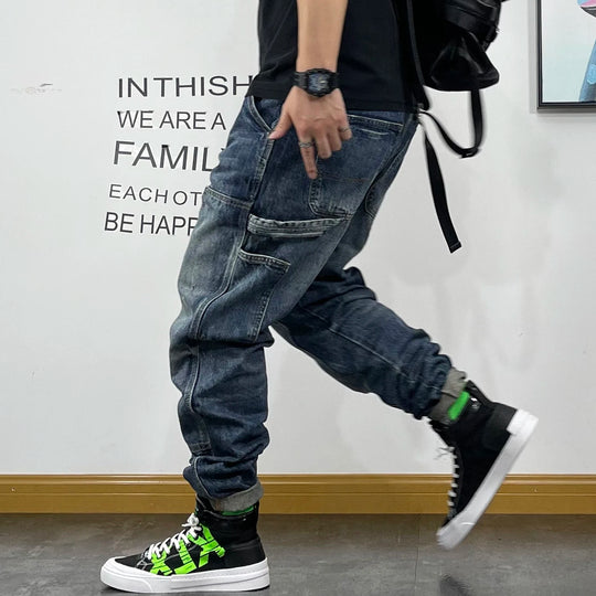 American Fashion Hip Hop Cargo Jeans Streetwear Skateboard Harem
