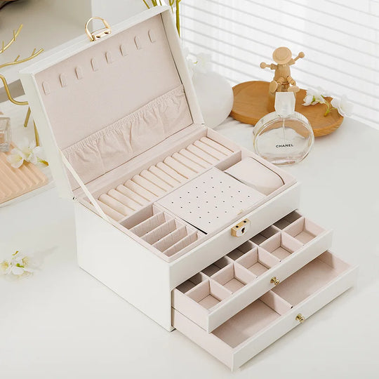 Three-layer Jewelry Storage Box for High-end Exquisite Necklaces, Earrings,Gold Jewelry Box Hand Accessories with Large Capacity