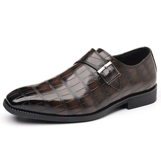 Gentleman Monk Strap Loafers Men's Crocodile Pattern Belt Buckle Leather Shoes Designer Formal Wedding Dress Homecoming Footwear