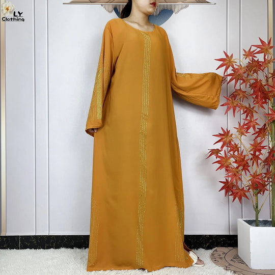 2024 New Muslim Chiffon Abayas For Women Robe Caftan Dubai Islam Clothing African Abaya Long Sleeved Fashion Dress With Turban