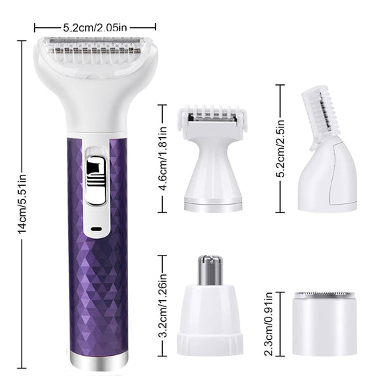 5 IN 1 Electric Hair Removal Epilator Wet&Dry Lady Shaver Nose Hair