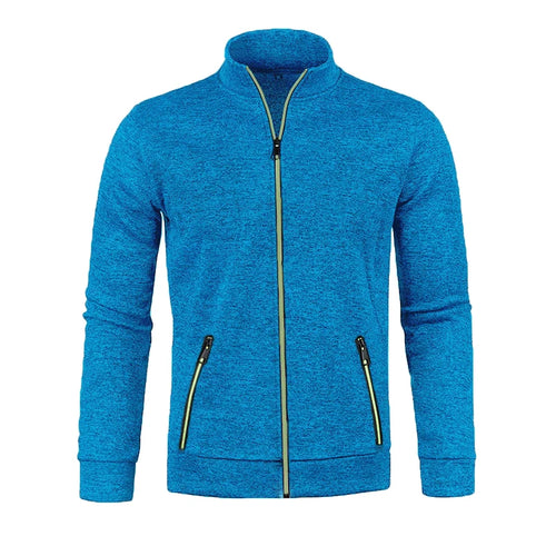 Men Knit Cardigan Thick Fleece Sweater Slim Zip-Up Jacket Warm Jumper