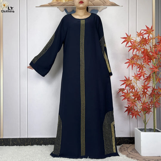 2024 New Muslim Chiffon Abayas For Women Robe Caftan Dubai Islam Clothing African Abaya Long Sleeved Fashion Dress With Turban