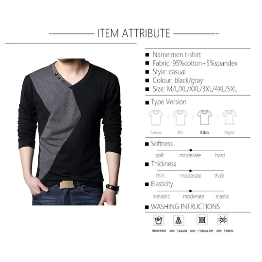 BROWON Brand Autumn Mens T Shirts Fashion Streetwear Long Sleeve
