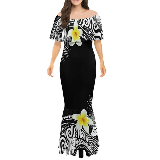 New Design Layer Ruffle Off Shoulder Long Bodycon Fishtail Evening Dresses Women Elegant Frill Trumpet Mermaid Dress Gowns