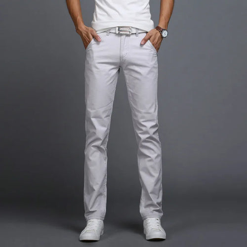 New Spring Autumn Casual Pants Men Cotton Slim Fit Chinos Fashion Long
