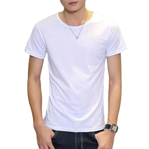 Men's Summer T-Shirt Cotton O-Neck V Neck Solid Color Short
