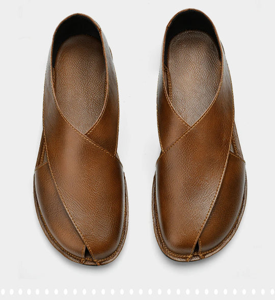 CLOHOO Men Sandals Summer Genuine Leather High Quality Roman Shoes Breathable Casual Non-Slip Male Slippers Free Shiping Shoes