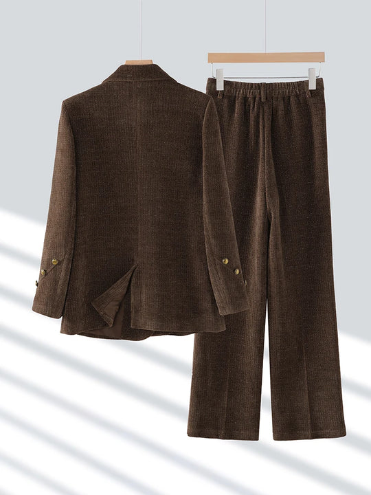 Winter Pink Coffee Black Office Ladies Pant Suit Women Female Business