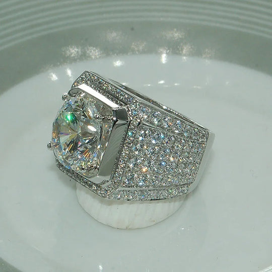 White Golden Iced Out HipHop Engagement Rings CZ Pinky Men Women Full Crystal Ring