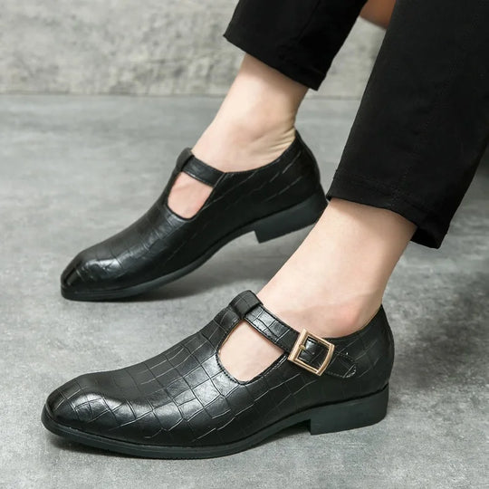 Designer Leisure Men's Sandals Summer New Alligator Pattern Buckle Strap Flats Shoes Male Business Driving Casuals Shoes