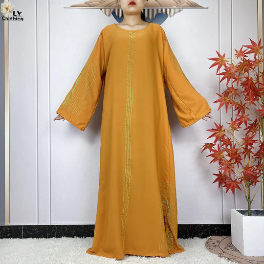 2024 New Muslim Chiffon Abayas For Women Robe Caftan Dubai Islam Clothing African Abaya Long Sleeved Fashion Dress With Turban