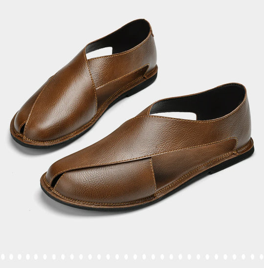 CLOHOO Men Sandals Summer Genuine Leather High Quality Roman Shoes Breathable Casual Non-Slip Male Slippers Free Shiping Shoes