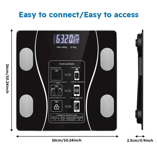 Smart Body Fat Scale Wireless LED Digital Bathroom Weight Scale Body Composition Analyzer Testing Scale