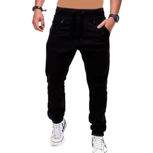 Spring and Autumn Fashion Men's Drawstring Adjustable Pocket Pants New