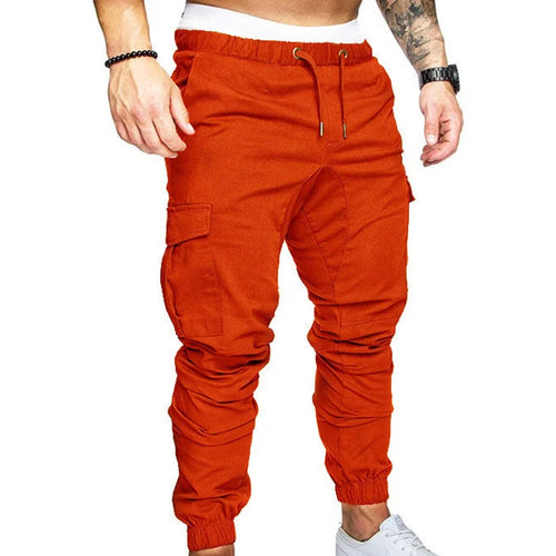 Spring and Autumn Fashion Men's Drawstring Adjustable Pocket Pants New
