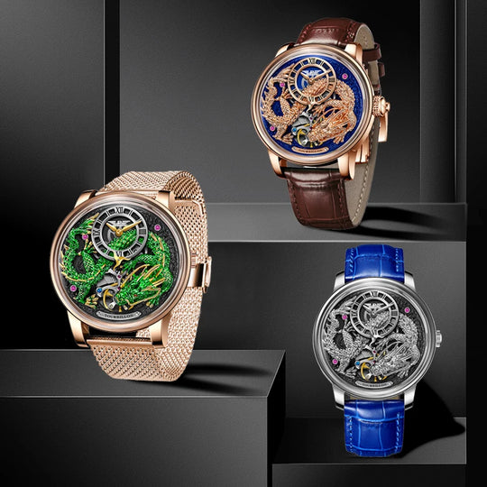 Men's Mechanical Watch Dragon Series M2797B Automatic Movement Leather Sapphire Men Wristwatches